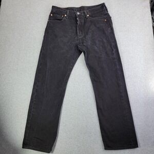 Levi's 501 Jeans Mens 33x30 Black Charcoal Wash Straight Leg Button Fly Denim